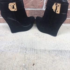 Suede black booties